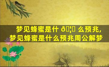 梦见蜂蜜是什 🦁 么预兆,梦见蜂蜜是什么预兆周公解梦